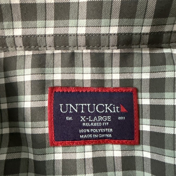 UNTUCKit Mens Stuhlmuller Plaid Button Up Shirt Mens XL Relaxed Fit Green Brown - Picture 4 of 9
